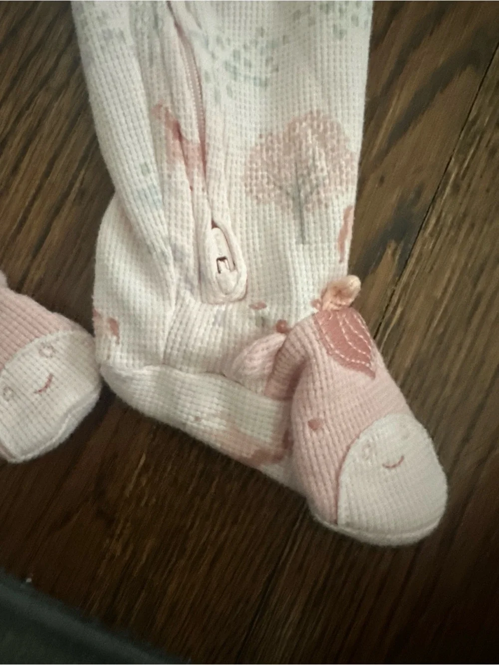 Pink Woodland-Print Baby Footed One-Piece Sleepsuit